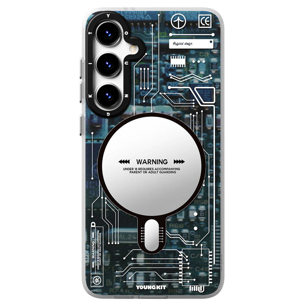 Galaxy S24 Plus Kılıf M-safe Şarj Özellikli YoungKit Technology Serisi Kapak Beyaz
