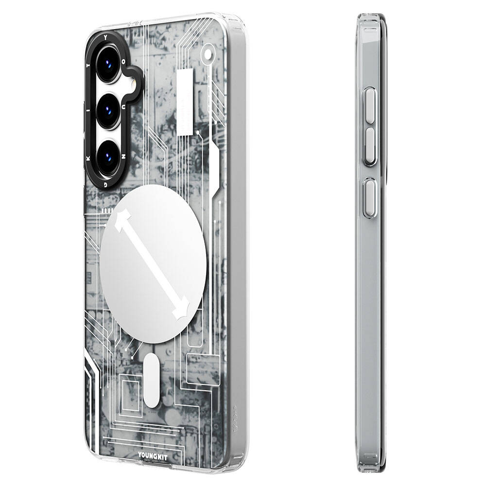 Galaxy S24 Plus Kılıf M-safe Şarj Özellikli YoungKit Technology Serisi Kapak Beyaz