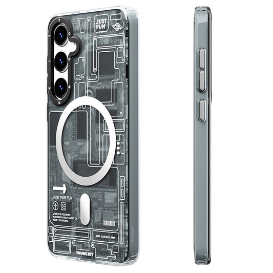 Galaxy S24 Plus Kılıf M-safe Şarj Özellikli YoungKit Technology Serisi Kapak Siyah