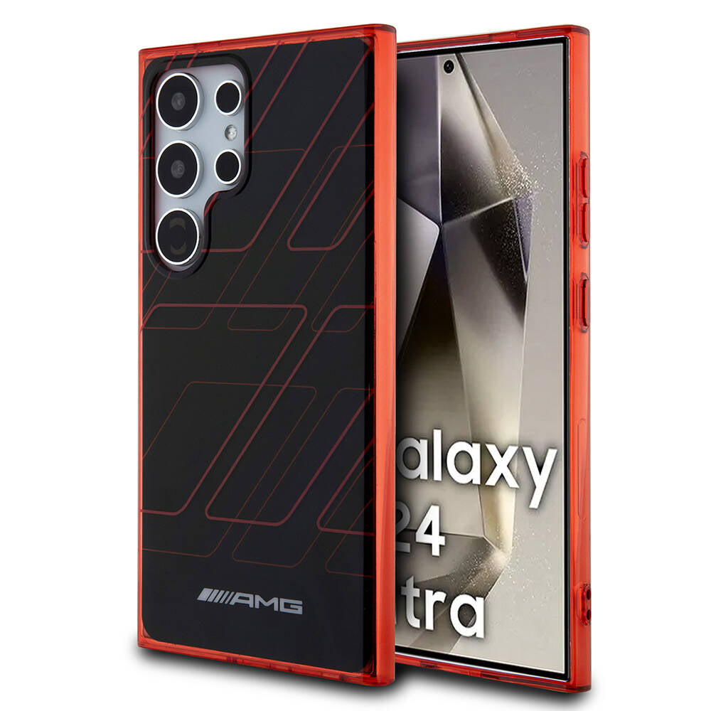 Galaxy S24 Ultra Kılıf AMG Orjinal Lisanslı Çift Katmanlı Dörtgen Desenli Kapak Siyah