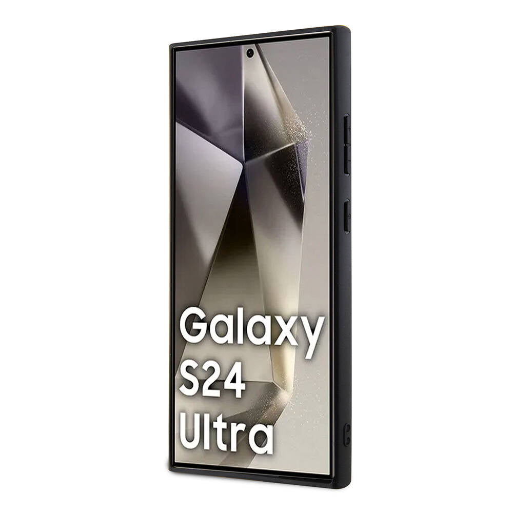 Galaxy S24 Ultra Kılıf BMW Orjinal Lisanslı M-safe Şarj Özellikli Yarım Dokulu Circle Leather Kapak Siyah