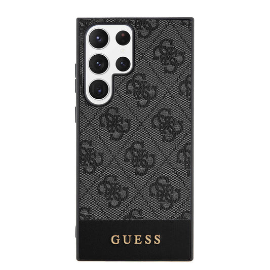 Galaxy S24 Ultra Kılıf Guess Orjinal Lisanslı PU Deri Şerit Logo Dizaynlı Kapak