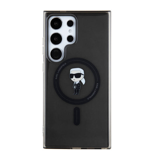 Galaxy S24 Ultra Kılıf Karl Lagerfeld Orjinal Lisanslı M-safe Şarj Özellikli Karl Head IML Baskılı Kapak Siyah
