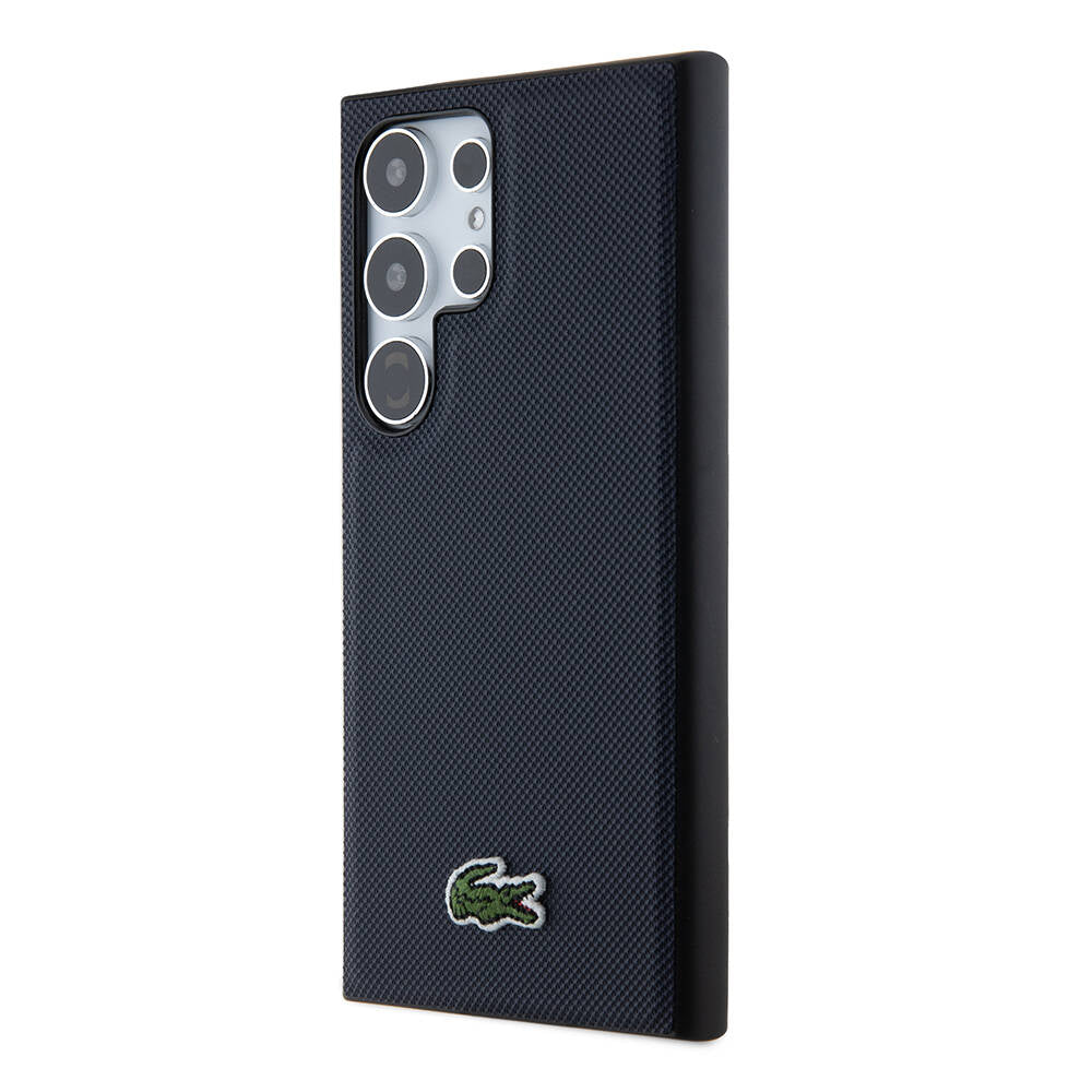 Galaxy S24 Ultra Kılıf Lacoste Orjinal Lisanslı PU Pike Desenli Arka Yüzey İkonik Timsah Dokuma Logolu Kapak Lacivert