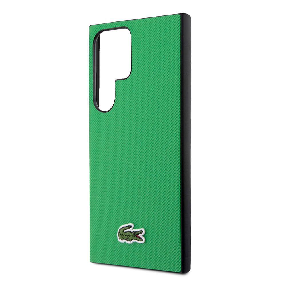 Galaxy S24 Ultra Kılıf Lacoste Orjinal Lisanslı PU Pike Desenli Arka Yüzey İkonik Timsah Dokuma Logolu Kapak Yeşil