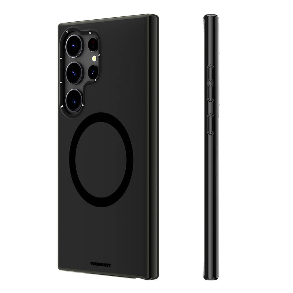 Galaxy S24 Ultra Kılıf M-safe Şarj Özellikli Çizilmeye Ve Aşınmaya Dayanıklı Youngkit Velvet Serisi Kapak Pembe