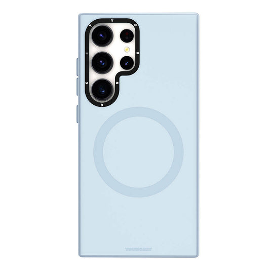 Galaxy S24 Ultra Kılıf M-safe Şarj Özellikli Çizilmeye Ve Aşınmaya Dayanıklı Youngkit Velvet Serisi Kapak Mavi