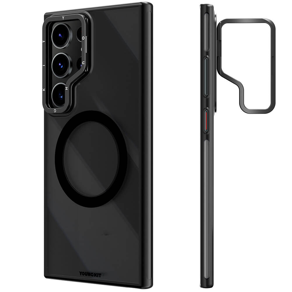 Galaxy S24 Ultra Kılıf M-safe Şarj Özellikli Sararma Önleyici Youngkit Crystal Grid Kapak Mor