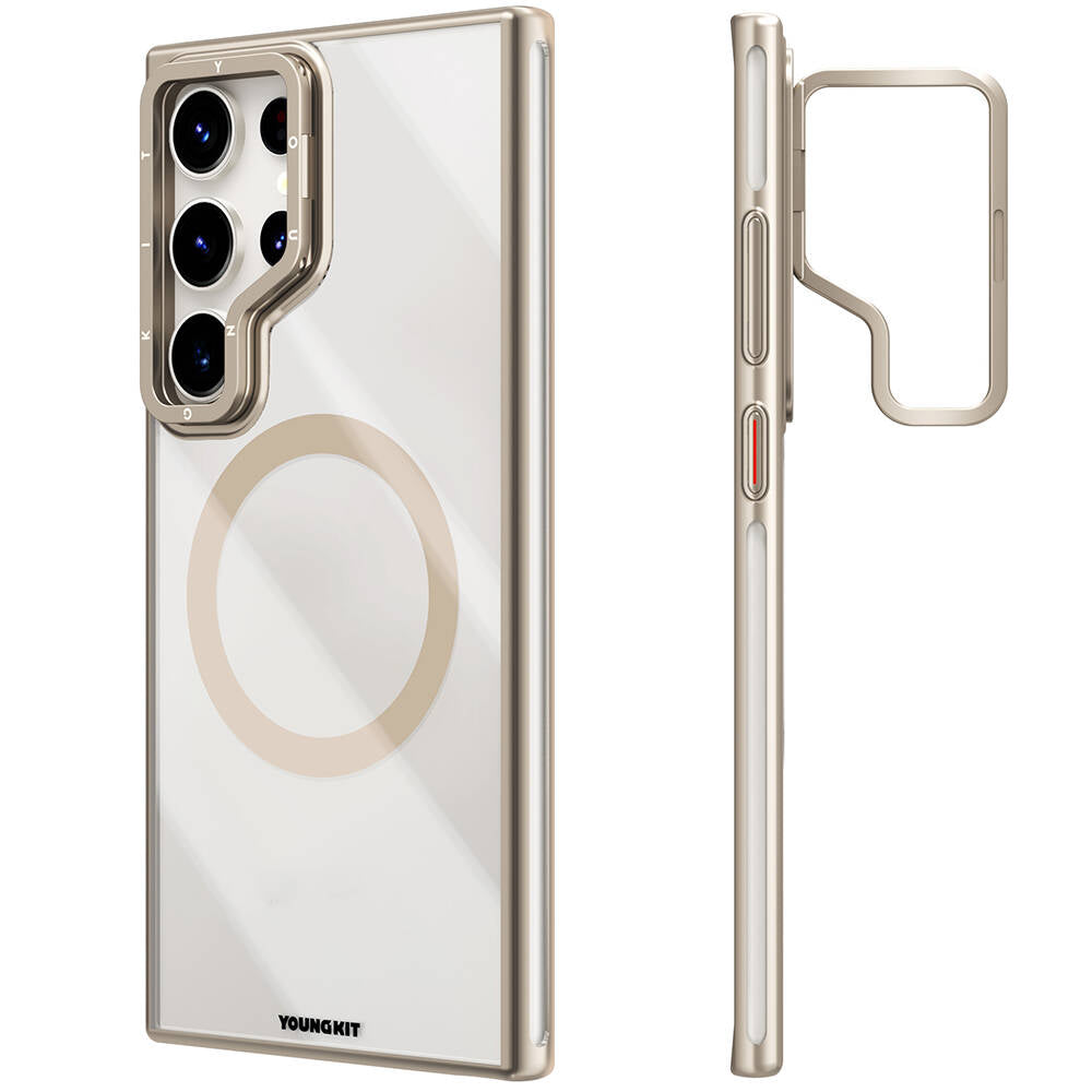 Galaxy S24 Ultra Kılıf M-safe Şarj Özellikli Sararma Önleyici Youngkit Crystal Grid Kapak Mor