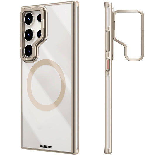 Galaxy S24 Ultra Kılıf M-safe Şarj Özellikli Sararma Önleyici Youngkit Crystal Grid Kapak Mor