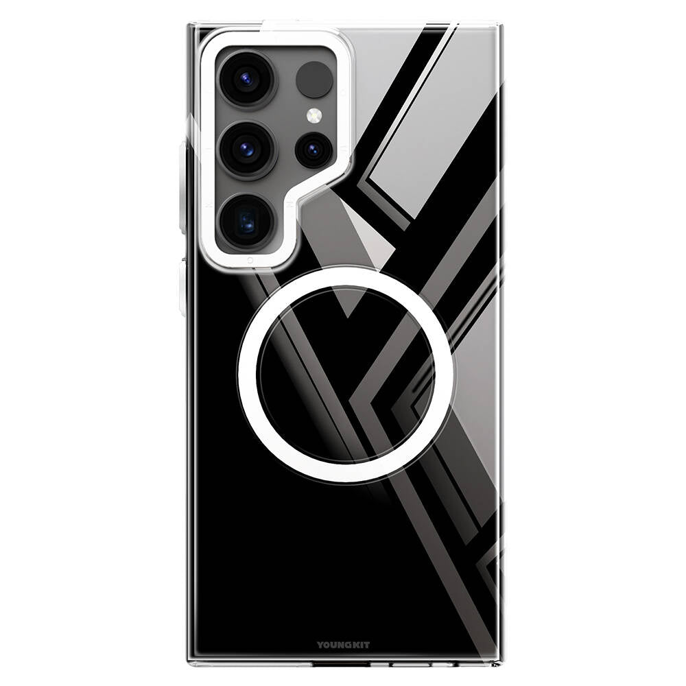 Galaxy S24 Ultra Kılıf M-safe Şarj Özellikli Sararmaya Karşı Dayanıklı Youngkit Clear Crystal Serisi Kapak Mavi