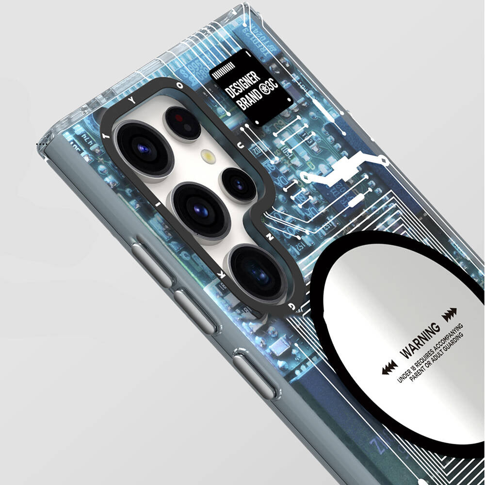 Galaxy S24 Ultra Kılıf M-safe Şarj Özellikli YoungKit Technology Serisi Kapak Kırmızı