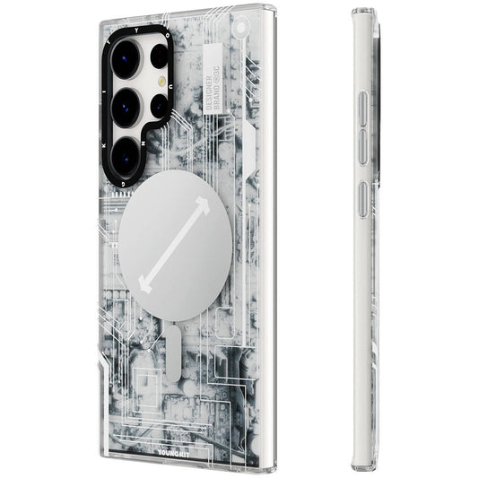 Galaxy S24 Ultra Kılıf M-safe Şarj Özellikli YoungKit Technology Serisi Kapak Siyah