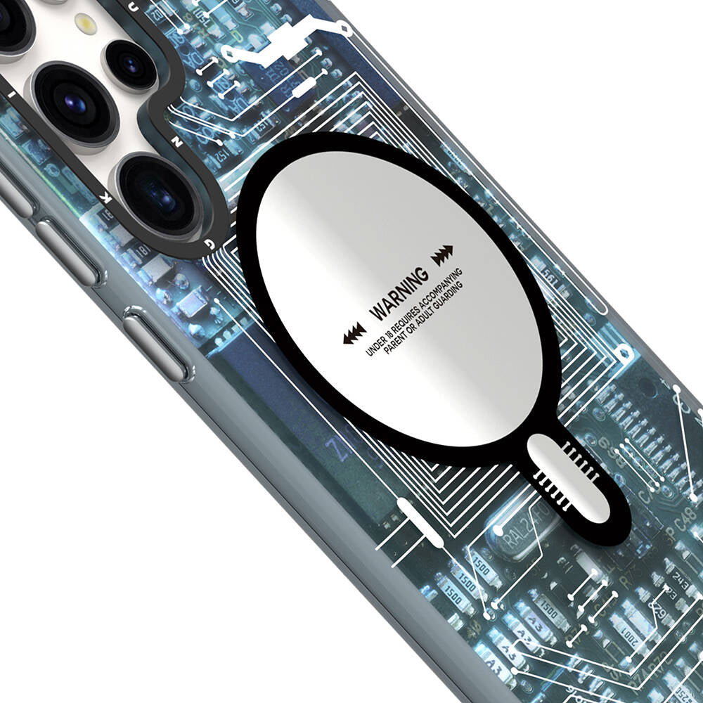 Galaxy S24 Ultra Kılıf M-safe Şarj Özellikli YoungKit Technology Serisi Kapak Kırmızı