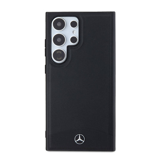 Galaxy S24 Ultra Kılıf Mercedes Benz Orjinal Lisanslı M-safe Şarj Özellikli Deri Dokumalı Sade Kapak Siyah