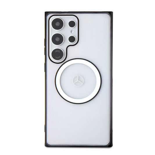 Galaxy S24 Ultra Kılıf Mercedes Benz Orjinal Lisanslı M-safe Şarj Özellikli PC TPU Transparan Black Ring Kapak Renksiz