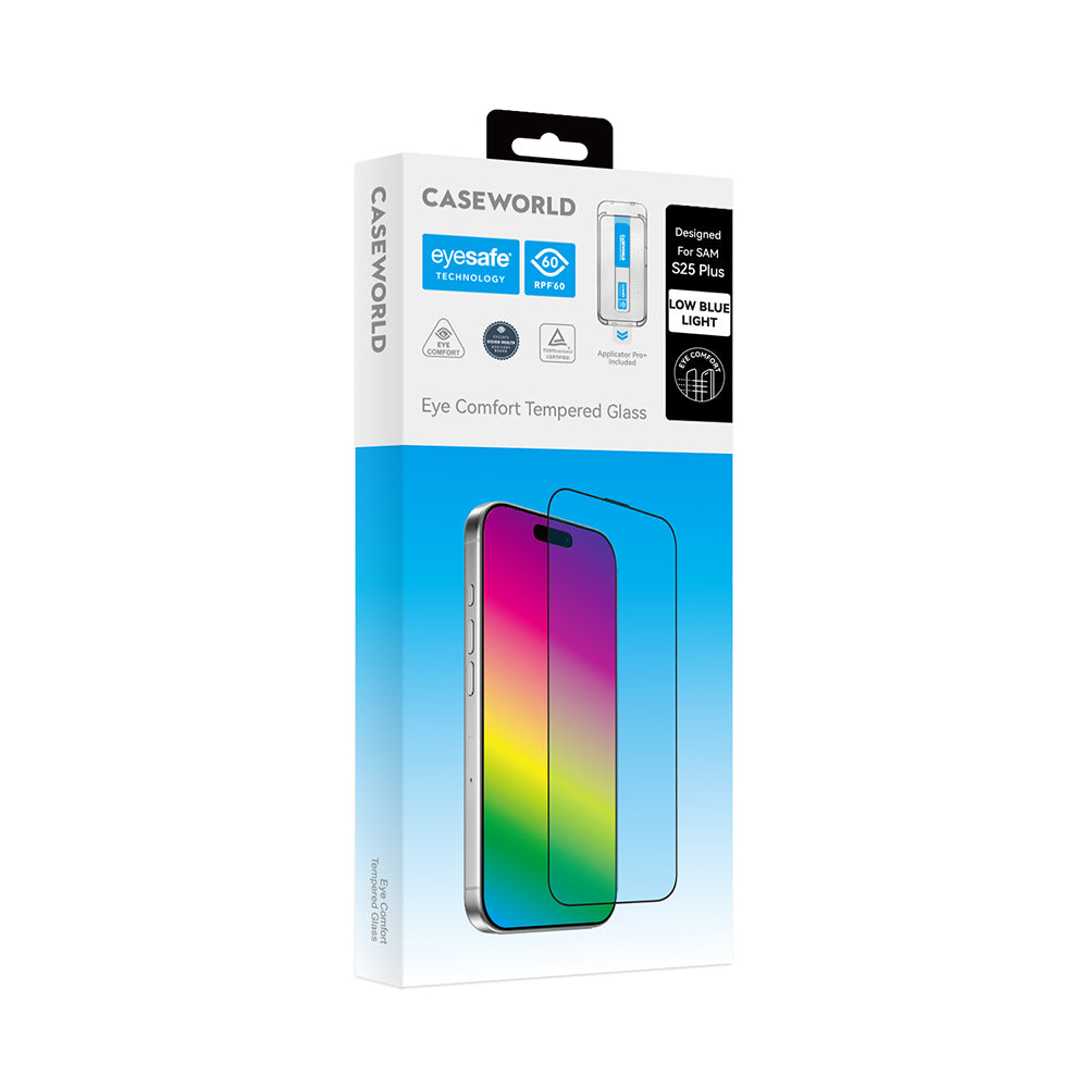 Galaxy S25 Plus CaseWorld Applicator Serisi 2.5D Eyesafe Mavi Işık Teknolojili 0.25mm Temperli Cam Ekran Koruyucu+ Uygulama Aparatı Şeffaf