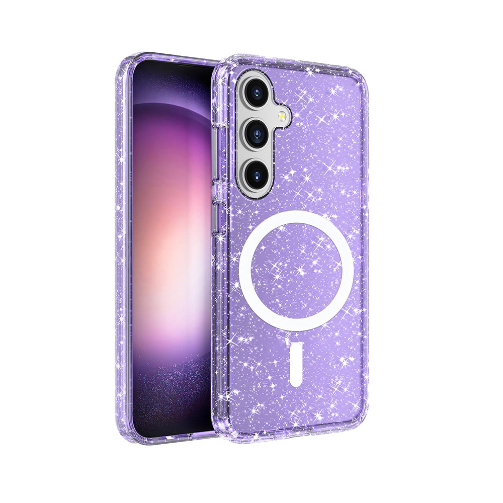 Galaxy S25 Plus Kılıf M-safe Şarj Özellikli Parlayan Simli Saydam Renkli Zore Allstar Kapak