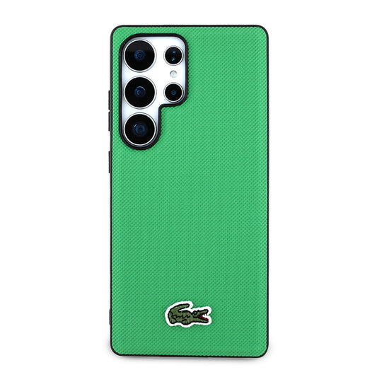 Galaxy S25 Ultra Kılıf Lacoste Orjinal Lisanslı PU Pike Desenli Arka Yüzey İkonik Timsah Dokuma Logolu Kapak Kırmızı