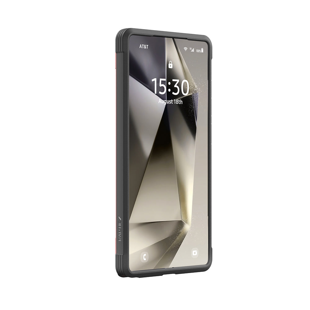 Galaxy S25 Ultra Kılıf M-safe Şarj Özellikli Airbagli Raptic Shield Serisi Şeffaf Arka Yüzey Kapak Kırmızı