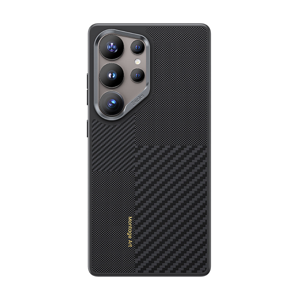 Galaxy S25 Ultra Kılıf M-safe Şarj Özellikli Karbon Fiber Benks Montage Hybrid ArmorPro Kevlar Kapak