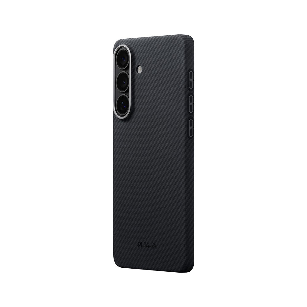 Galaxy S26 Plus Kılıf M-safe Şarj Özellikli 600D Aramid Karbon Fiber Pitaka Edge Serisi Black-Grey Twill Kapak