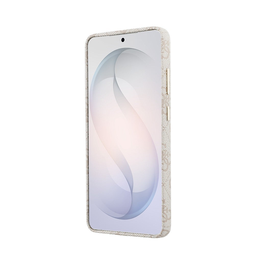 Galaxy S26 Ultra Kılıf Guess Orjinal Lisanslı M-safe Şarj Özellikli Gold Metal Kamera Çerçeveli Taşlı 4G Logolu Kapak