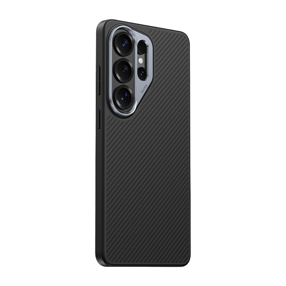 Galaxy S26 Ultra Kılıf Karbon Fiber M-safe Şarj Özellikli Benks Hybrid ArmorPro 600D Kevlar Kapak