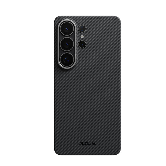 Galaxy S26 Ultra Kılıf M-safe Şarj Özellikli 600D Aramid Fiber Pitaka Ultra-Slim Classic Serisi Black-Grey Twill Kapak