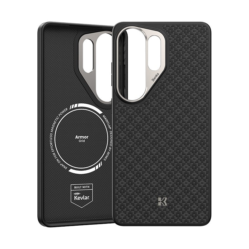 Galaxy S26 Ultra Kılıf M-Safe Şarj Özellikli Benks ArmorPro ArmorGrid Serisi Kevlar Karbon Kapak