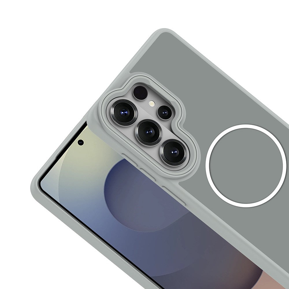 Galaxy S26 Ultra Kılıf M-Safe Şarj Özellikli Metal Kamera Çerçeveli Zore Sanremo Silikon Kapak