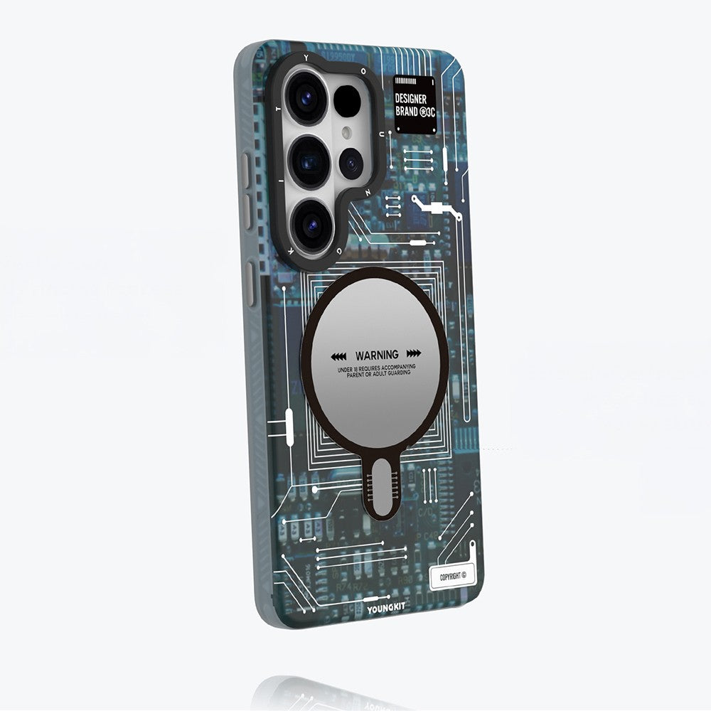Galaxy S26 Ultra Kılıf M-safe Şarj Özellikli Youngkit 360 Derece Standlı Technology Serisi Kapak