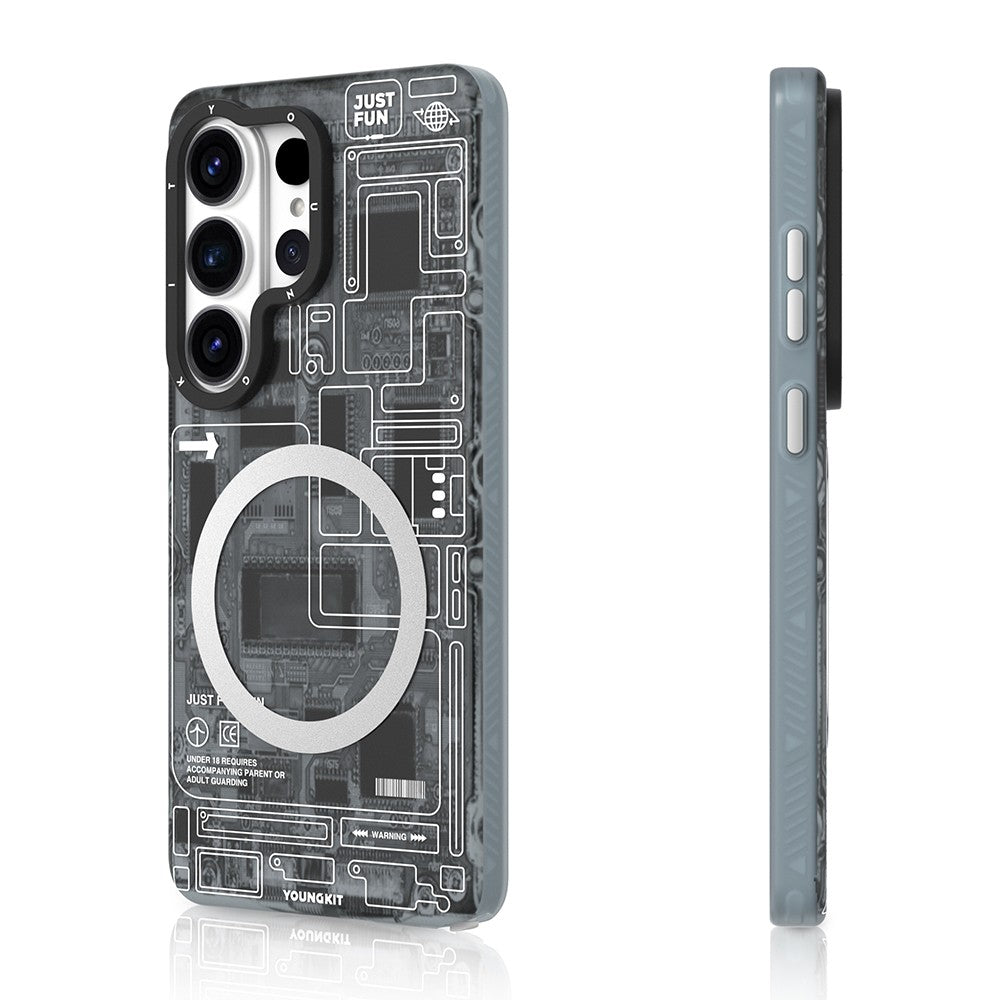Galaxy S26 Ultra Kılıf M-safe Şarj Özellikli Youngkit 360 Derece Standlı Technology Serisi Kapak
