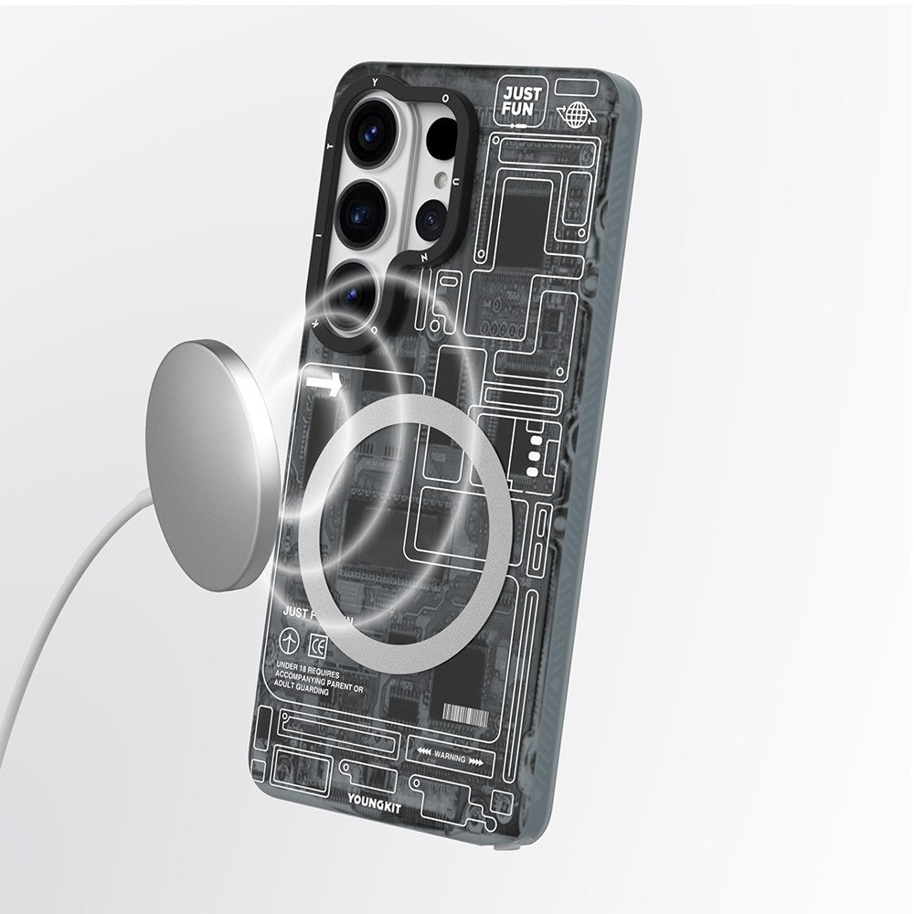 Galaxy S26 Ultra Kılıf M-safe Şarj Özellikli Youngkit 360 Derece Standlı Technology Serisi Kapak