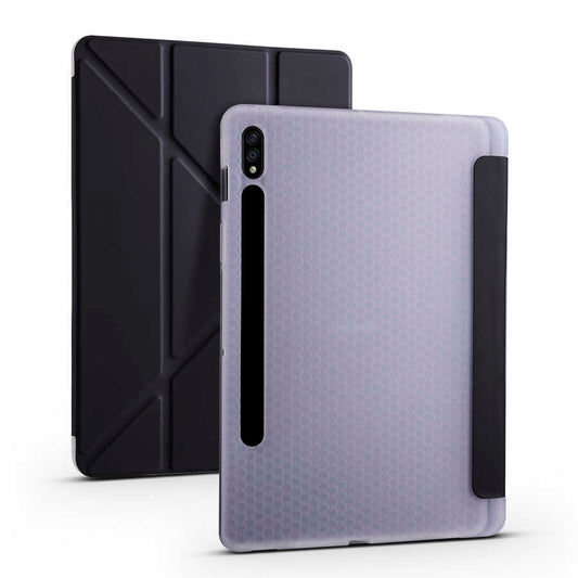 Galaxy Tab S7 T870 Kılıf Zore Tri Folding Kalem Bölmeli Standlı Kılıf