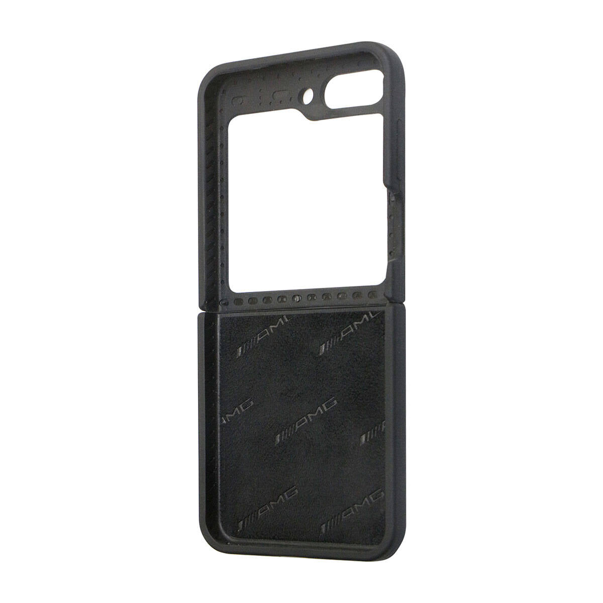 Galaxy Z Flip 5 Kılıf AMG M-safe Şarj Özellikli Büyük Logo Dizayn Orjinal Lisanslı Kapak Siyah