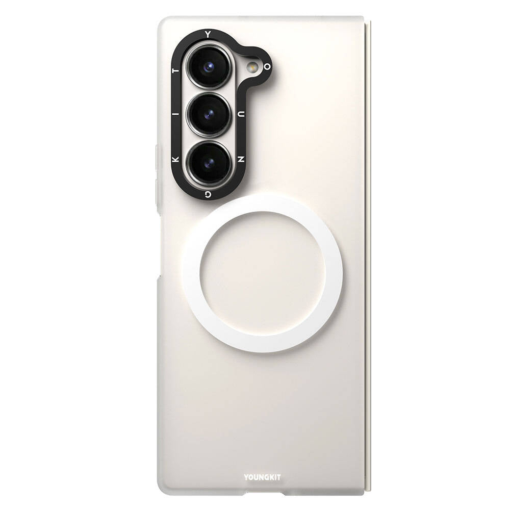 Galaxy Z Fold 6 Kılıf M-safe Şarj Özellikli Youngkit Hidden Sand Serisi Kapak Beyaz
