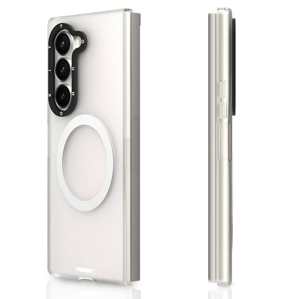 Galaxy Z Fold 6 Kılıf M-safe Şarj Özellikli Youngkit Hidden Sand Serisi Kapak Beyaz