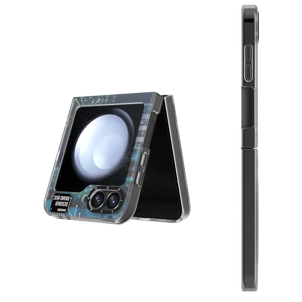 Galaxy Z Flip 6 Kılıf M-safe Şarj Özellikli Youngkit Technology Serisi Kapak Siyah