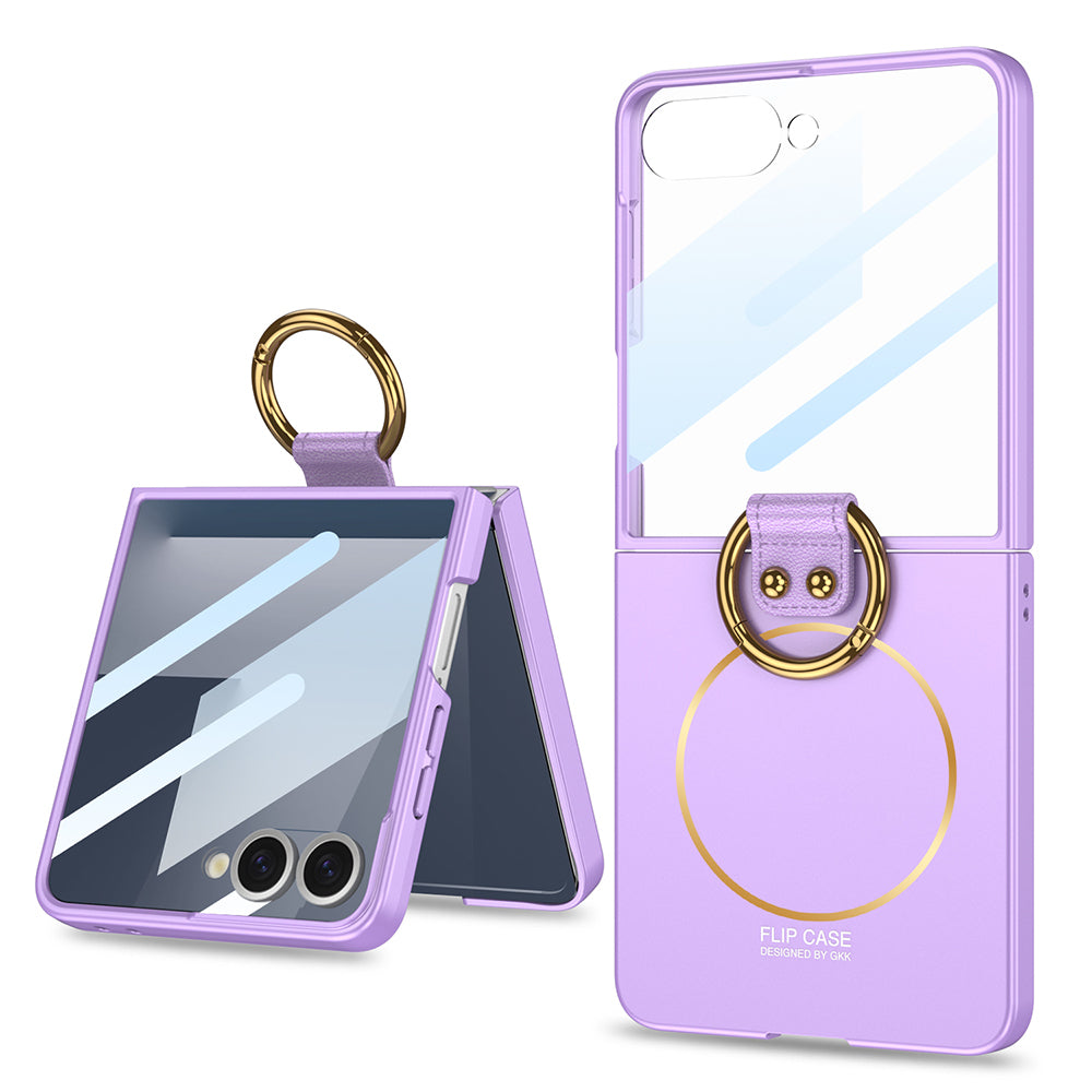 Galaxy Z Flip 7 Kılıf M-safe Şarj Özellikli Zore Kıpta Yüzüklü Flip Sert Kapak