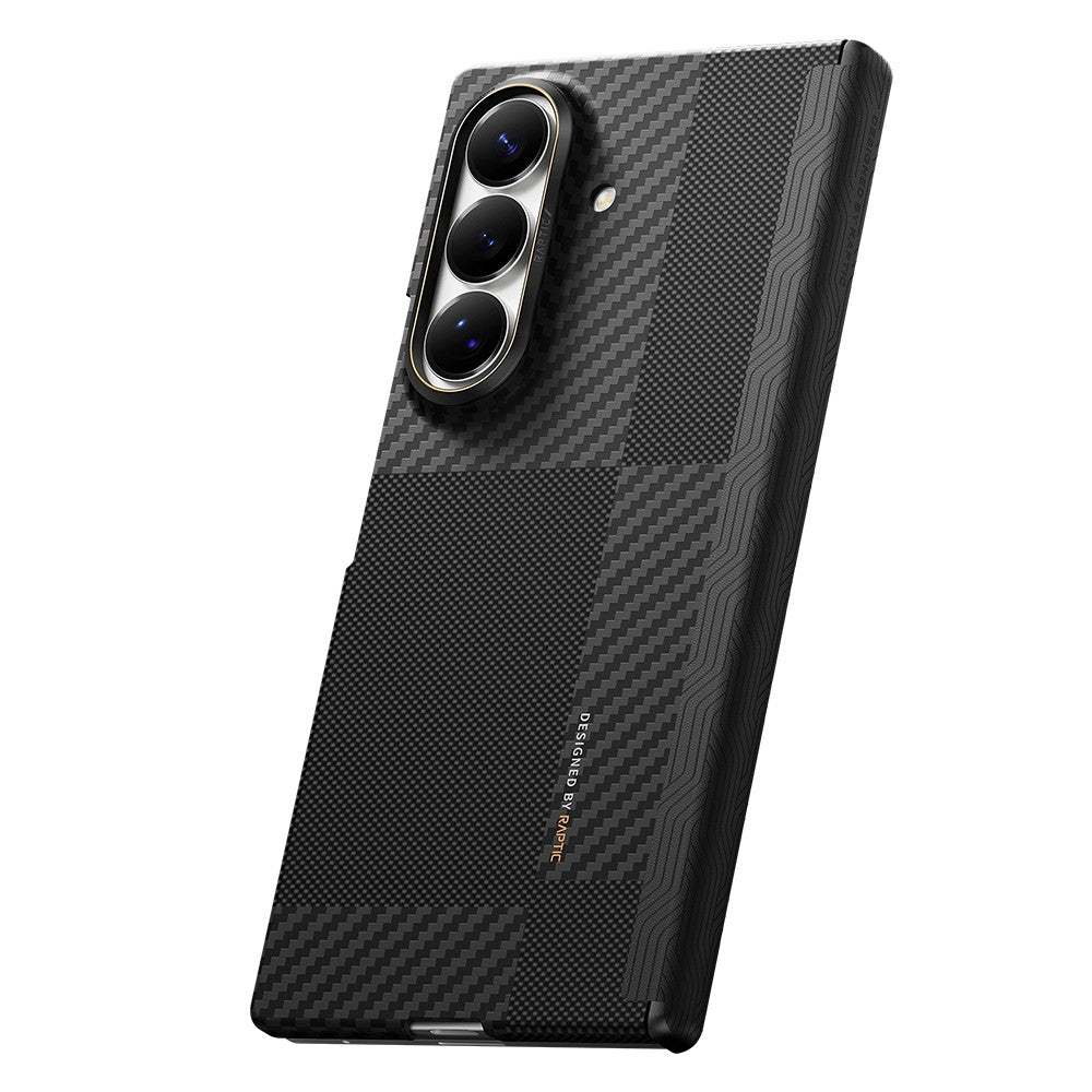 Galaxy Z Fold 8 Ultra Kılıf M-safe Şarj Özellikli Metal Kamera Çerçeveli Raptic Aramid SkinPro Serisi Karbon Kapak