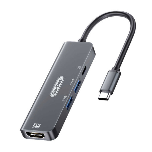 Go Des GD-6828 Type-c to HDTV 4 in 1 Dönüştürücü Adaptör Gri