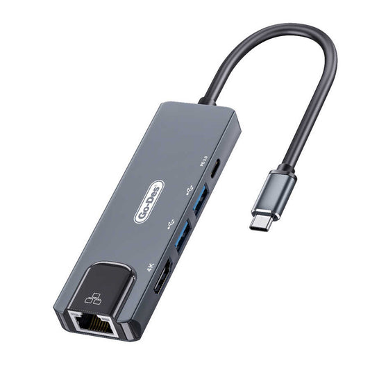 Go Des GD-6829 Type-c to HDTV 5 in 1 Dönüştürücü Adaptör Gri