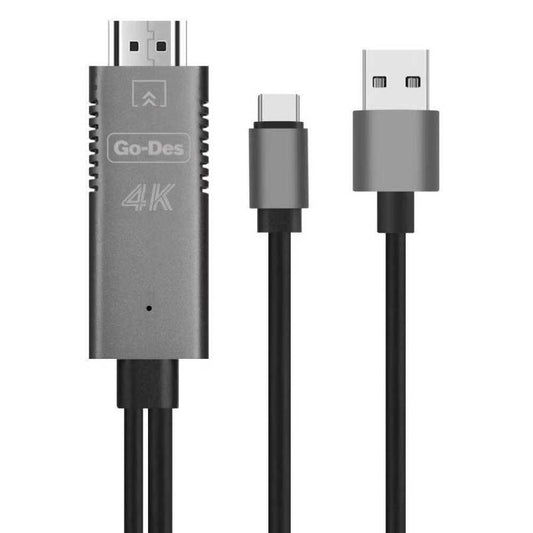 Go Des GD-8273 HDTV Usb-C Kablo Siyah