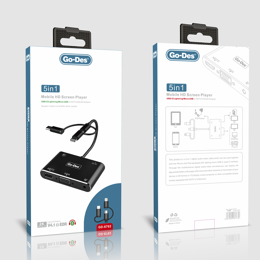 Go Des GD-8762 5 in 1 Mobile HD Screen Player Siyah