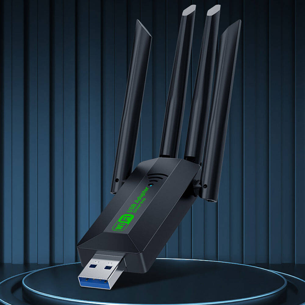 Go Des GD-BT318 Çift Bantlı 1200m 300Mbps 4 Antenli Kablosuz İnternet Sağlayıcı USB WiFi Adaptör Siyah