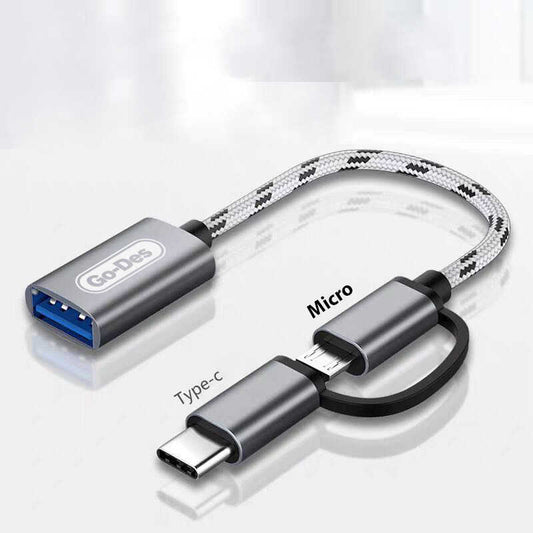 Go Des GD-CT033 2 in 1 Micro - Type-C Otg Gri