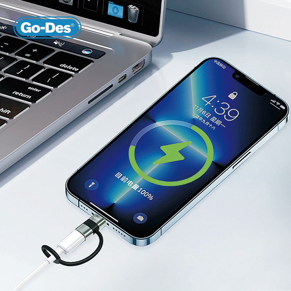 Go Des GD-CT068  Lightning to Type-C Data Ve Hızlı Şarj Adaptörü Siyah