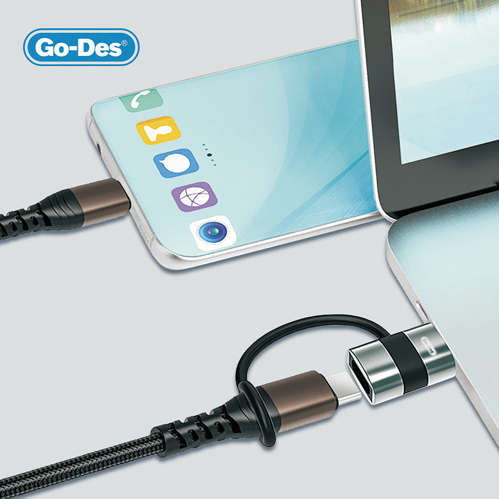 Go Des GD-CT069  USB 3.0 to Type-C Data Ve Hızlı Şarj Adaptörü Siyah