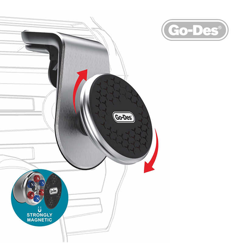 Go Des GD-HD676 L-Shaped Magnetik Araç Telefon Tutucu Gri
